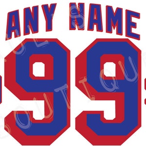 New York Rangers Lettering Kit for an Authentic, Replica or Youth White Jersey - ANY NAME & NUMBER