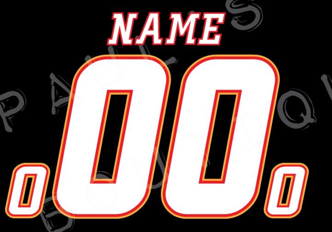 Calgary Flames Lettering Kit for an Authentic Vintage 2003 Black Jersey ...