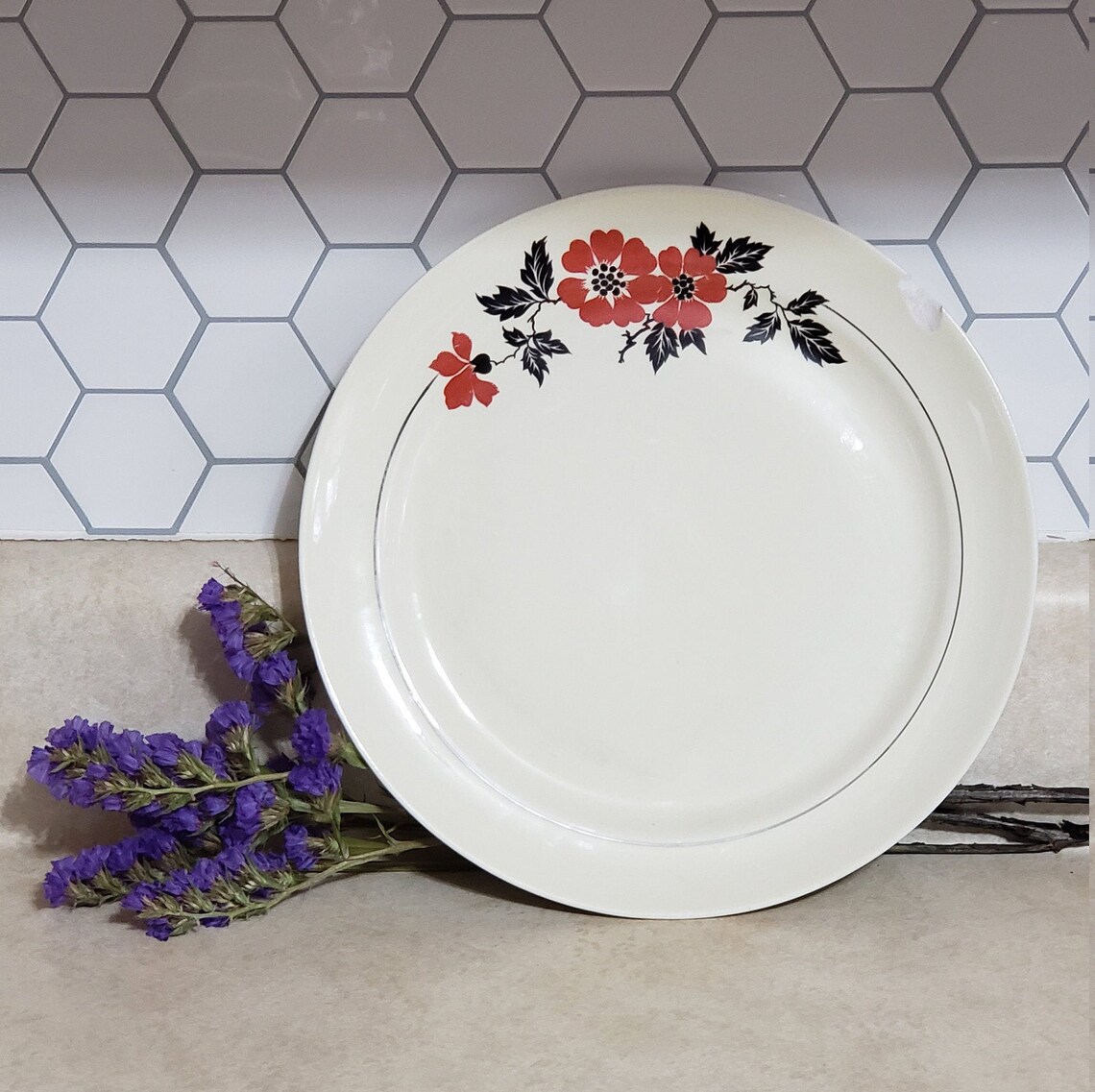 Vintage Hall Red Poppy China Pattern Breakfast Plate Etsy