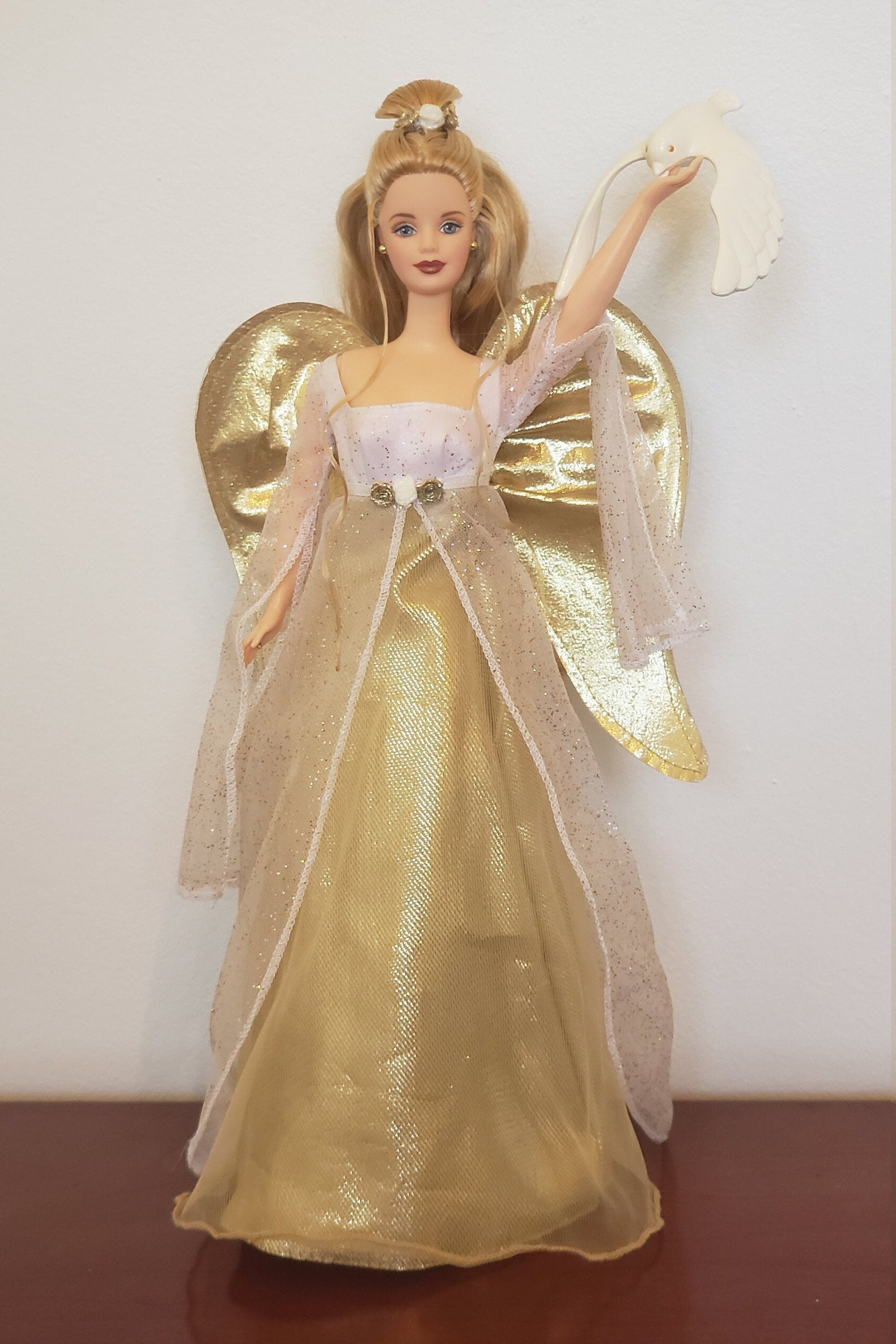 Vintage 1999 Angelic Inspirations Mattel Barbie Doll Special Edition with Stand Dove Chirping Bird