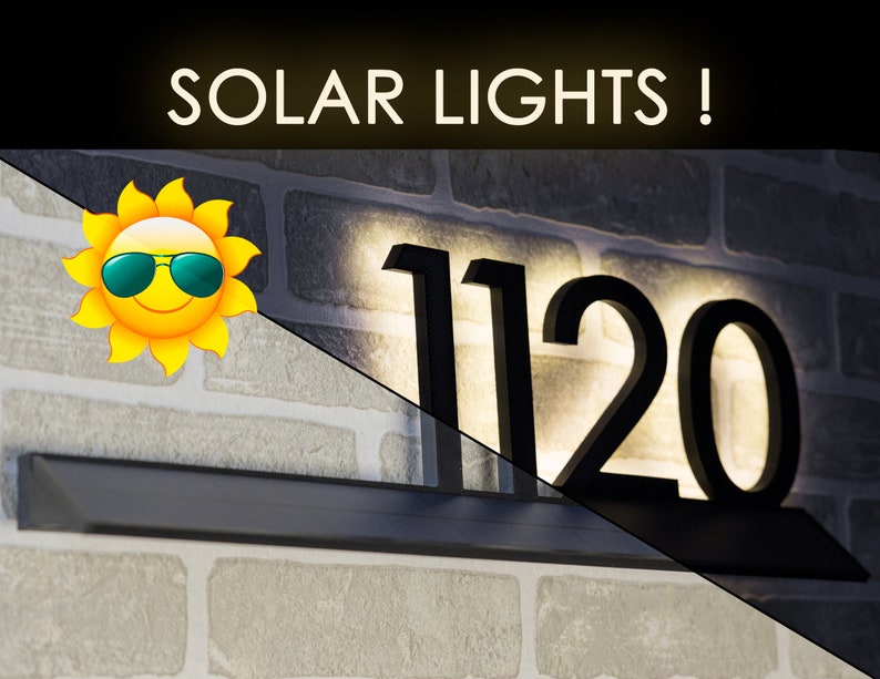 Solar backlit custom house number sign with lighted and Etsy