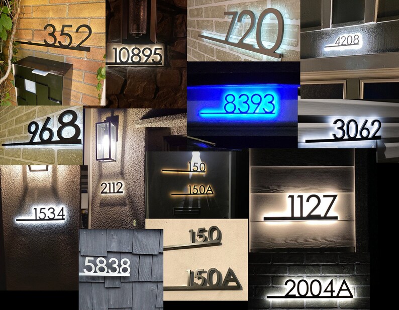 Lighted House Numbers Rural Backlit House Number Address Sign Etsy
