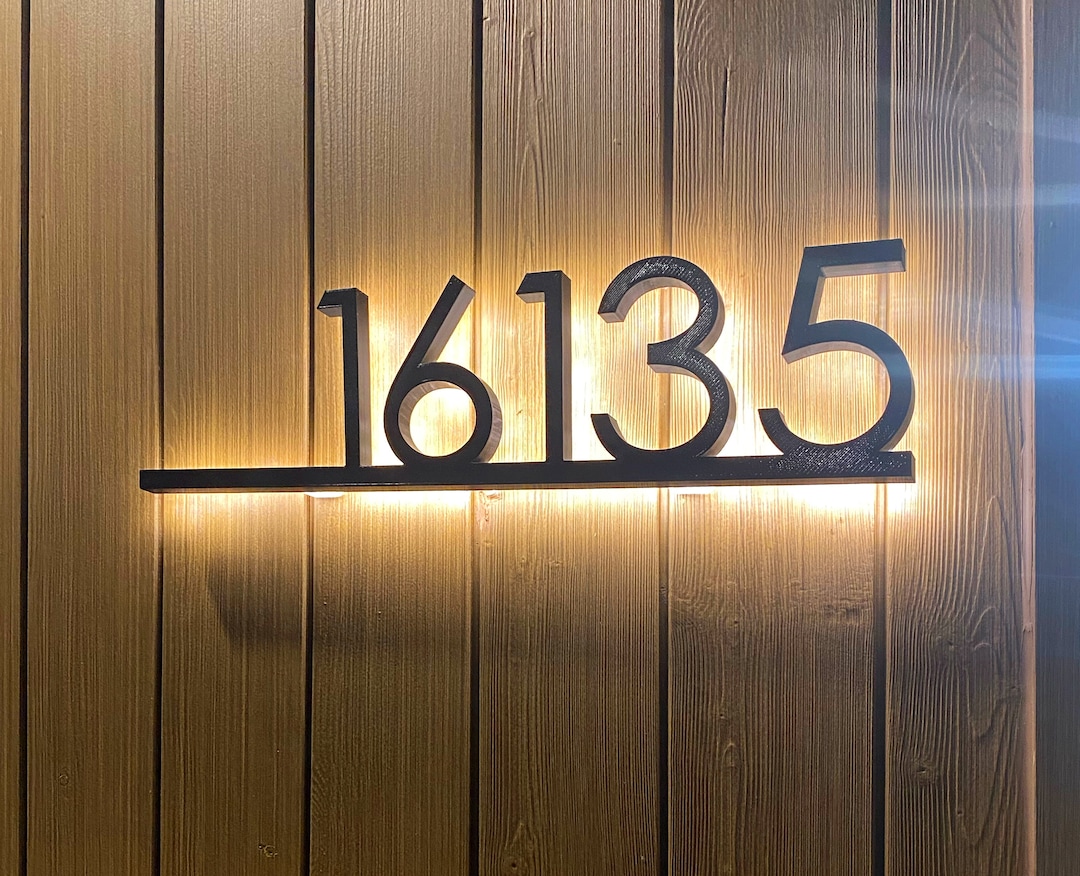Lighted house numbers modern mid century LED backlit address Etsy 日本