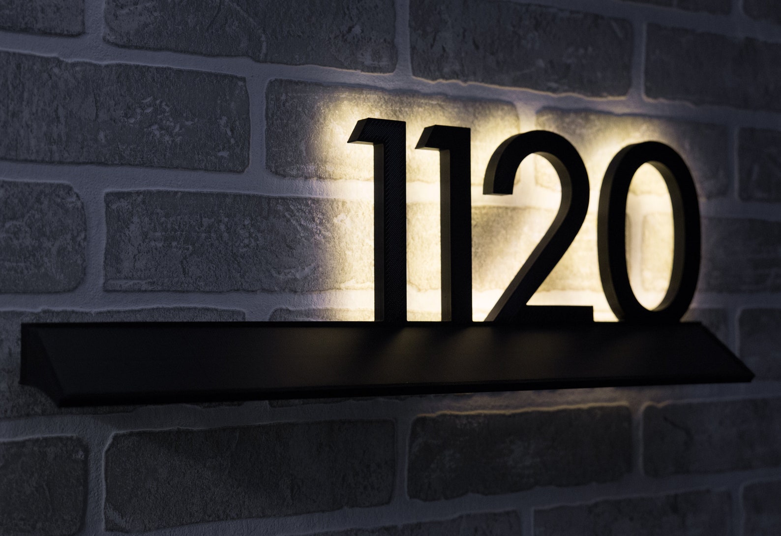 Solar house numbers sign with backlit LED lighted modern Etsy