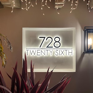 Backlit house numbers horizontal or vertical Illuminated address sign and street name