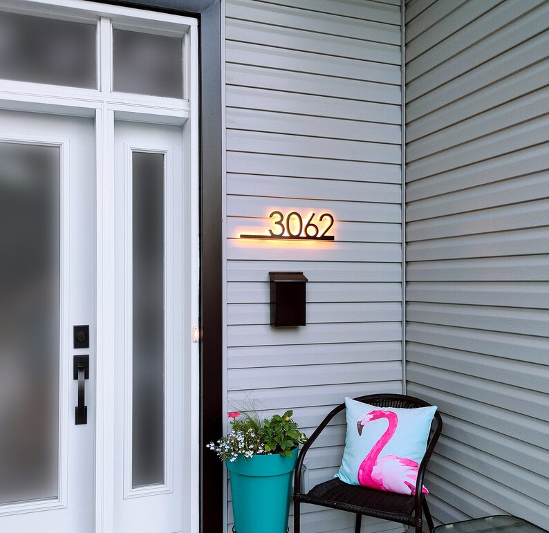 Lighted House Numbers Modern Mid Century LED Backlit Address Etsy