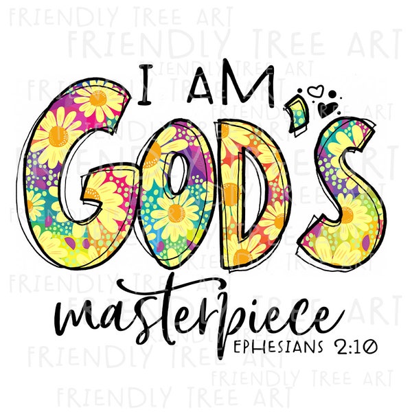 We Are God's Masterpiece, PNG Files For Sublimation Printing, Ephesians 2:10, Christian Png, Christian Clipart, Hand Drawn Png