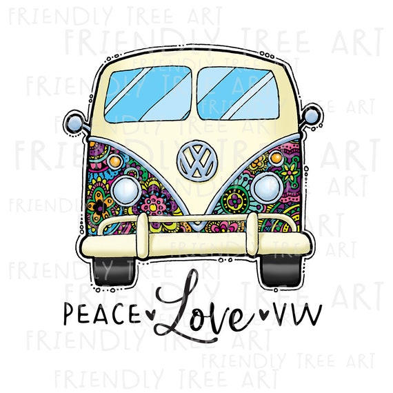 Peace Love Vw Png Hippie Bus Png Png Files For Sublimation Etsy