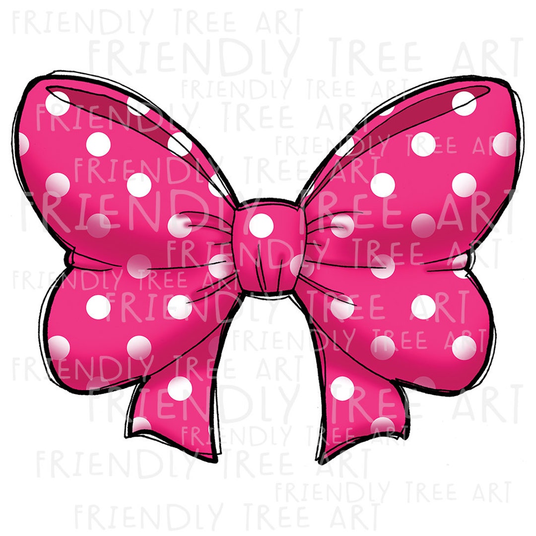 Pink Polka Dot Bow, PNG Files for Sublimation, Bow Png, Little Girl Bow