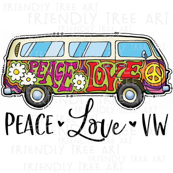 Peace Love Vw Png Hippie Bus Png Png Files For Sublimation Etsy