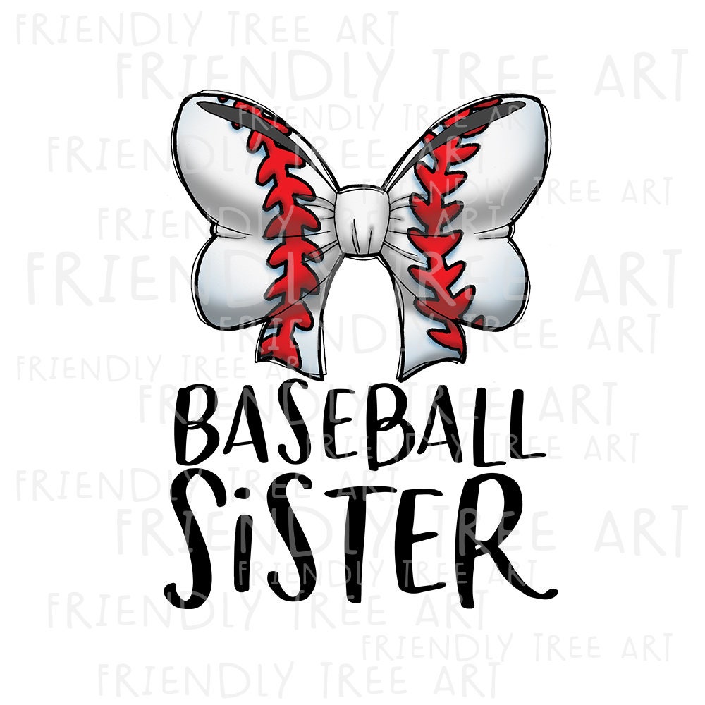 Baseball Sister Bow PNG Files for Sublimation Bow Png Etsy