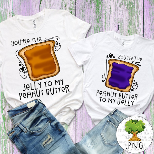 Peanut Butter Jelly Matching Png, PNG Files For Sublimation, Family Matching Png, Peanut Butter Jelly Png, Friendly Tree Art, Hand Drawn Png