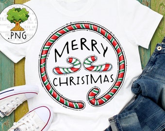 Candy Cane Merry Christmas Png, Candy Cane Png, PNG Files For Sublimation, Christmas PNG, Merry Christmas PNG, Candy Cane Design, Hand Drawn