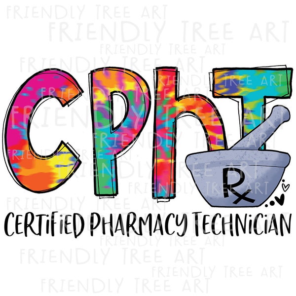 CPhT Png, Pharmacy Tech Png, PNG Files For Sublimation Printing, Pharmacy Technician Png, Friendly Tree, Hand Drawn Png