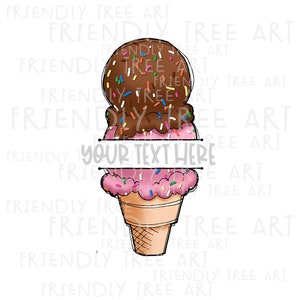 Personalisierte Eistüte, PNG-Dateien für Sublimation, Eis png, Eiscreme Clipart, Eiscreme, handgezeichnetes Png, freundliche Baumkunst