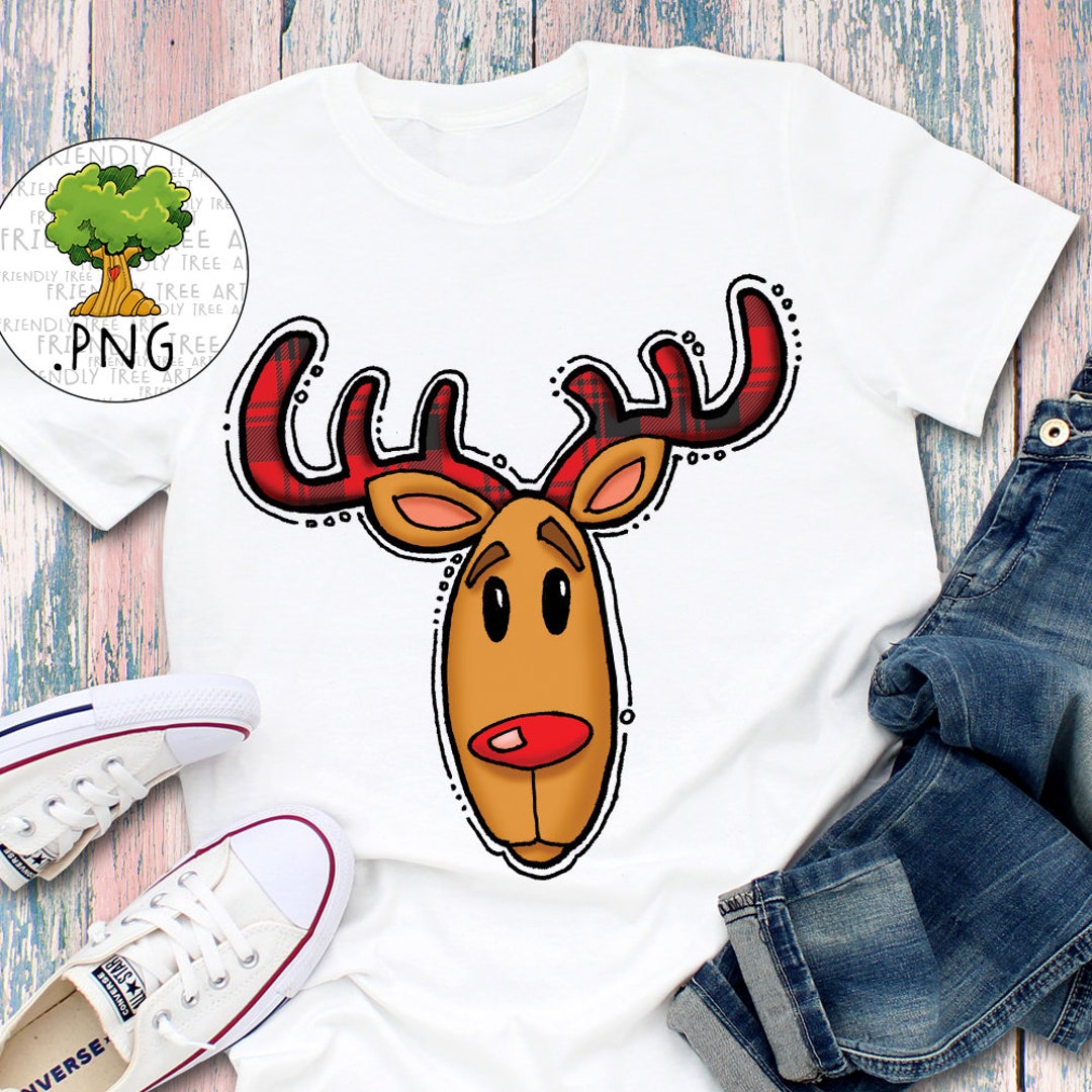 Red Plaid Rudolph the Red Nosed Reindeer Png, Rudolph Sublimation Png ...