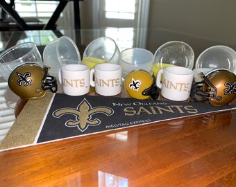 Lot of 6 New York Jets mini Gumball helmets and mini ceramic mugs