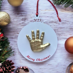 Baby&#39;s first Christmas ornament hand casting kit DIY, personalized newborn ornament, casting handprint kit, custom New Baby Ornament 2024