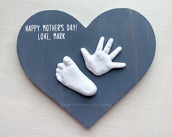 Baby hand and foot casting kit | heart plaque with baby hand and foot casts | hand molding | baby handprint | DIY casting kit |baby keepsake