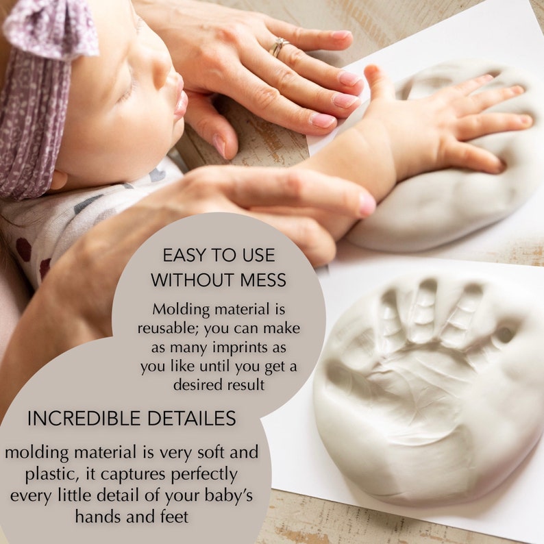 DIY hand and feet casting kit for baby, LOVE frame nursery decor, infant hand and foot mold kit, baby handprint and footprint custom gift 画像 2