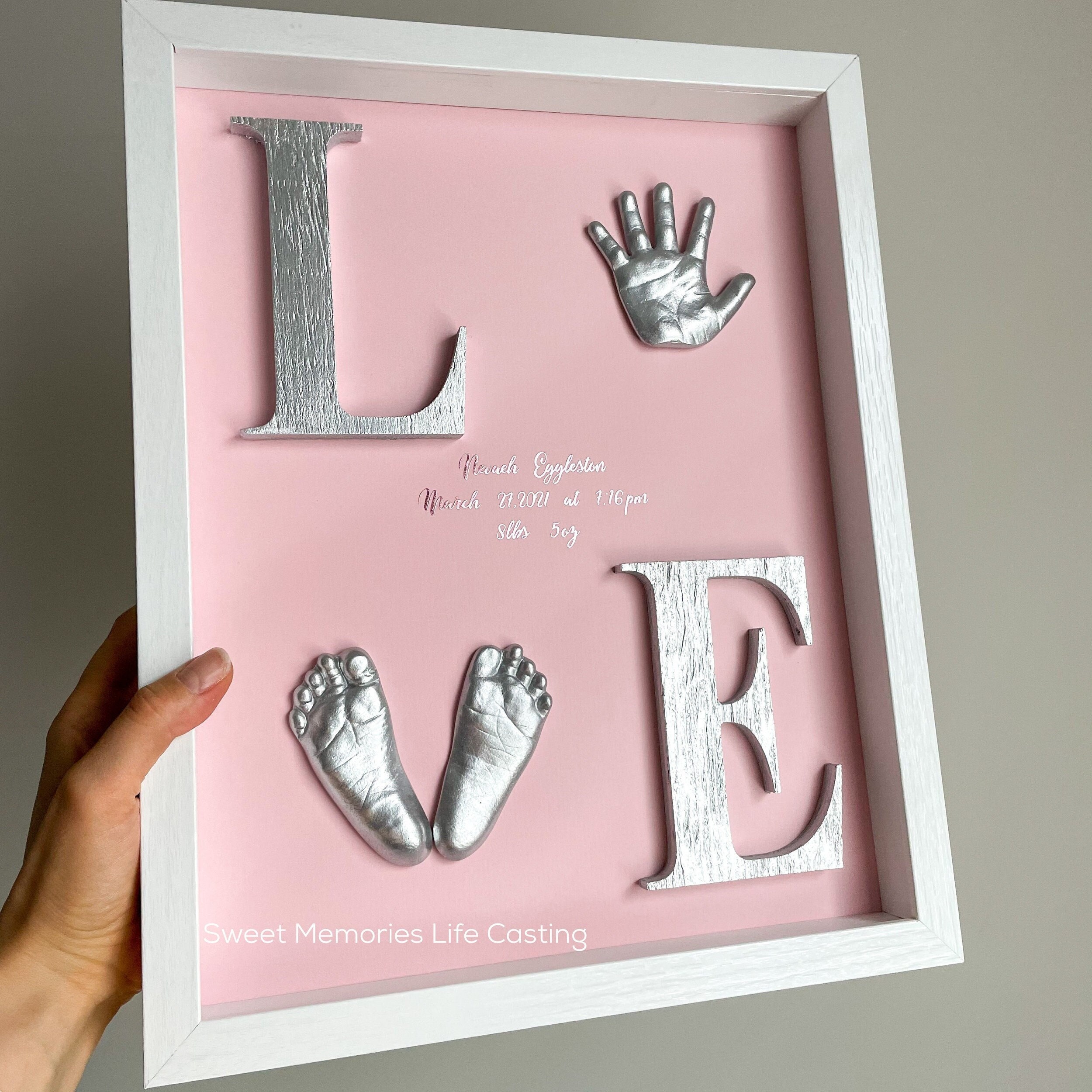  Co Little Kit de huellas y huellas para bebé (sello de fecha y  nombre), marco de fotos con impresión de mano de arcilla para recién  nacido, el mejor regalo para mamá