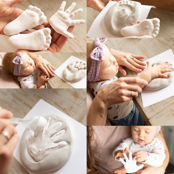 Kit de fundición de manos y pies de bebé DIY, molde de mano y pie de recién  nacido, kit de huellas y huellas de manos de bebé, recuerdo de mamá por  primera