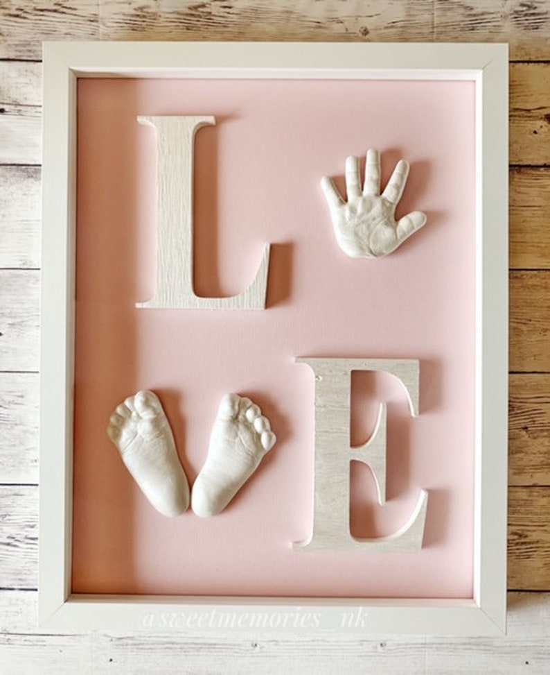 Baby hand and feet casting LOVE frame baby hand print and Etsy