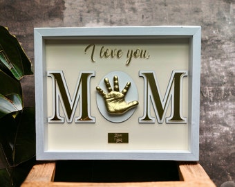 Baby hand casting kit "MOM", baby handprint and footprint, nursery decor, keepsake casting, gift for newborn, first Mother's Day gift