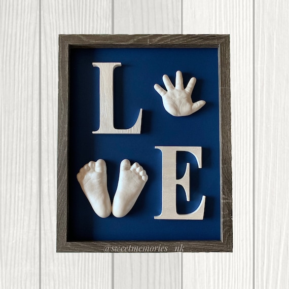 DIY Hand and Feet Casting Kit, LOVE Frame, Baby Hand Print and Footprint,  Nursery Decor, Hand Casting Kit, Personalized Newborn Infant Gift 