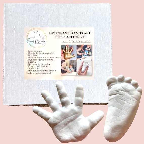New Baby Casting Kit Set White Shadow Box Display Frame 9x12 Create 3D  Plaster Casts of Baby's Hand & Foot Perfect New Baby Gift Keepsake 