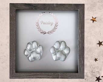 DIY pet paw casting frame kit, dog paw print, memorial paw casting kit, framed dog keepsake, pet paw prints kit, paw mold cast kit, cat paw