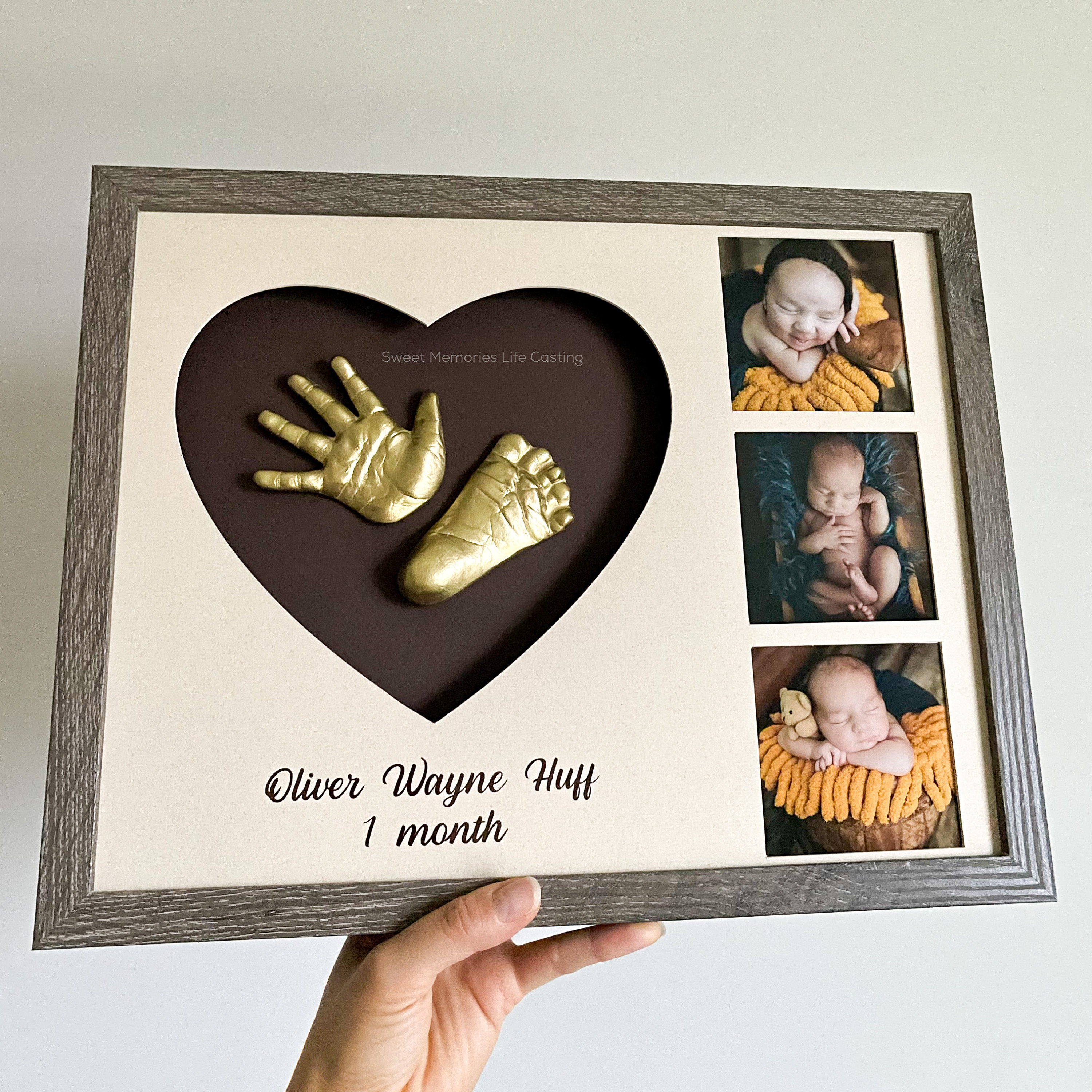 Baby Hand and Feet Casting Heart Frame Baby Hand Print and Footprint  Nursery Decor Keepsake Casting Custom Newborn Infant Gift 