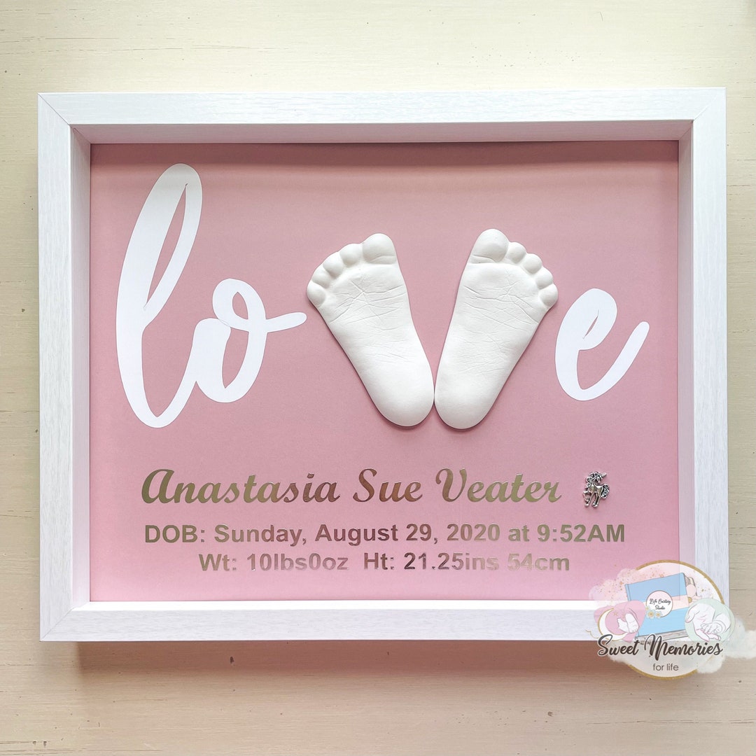DIY Newborn Feet Casting Kit, Birth Announcement Frame, Baby Birth