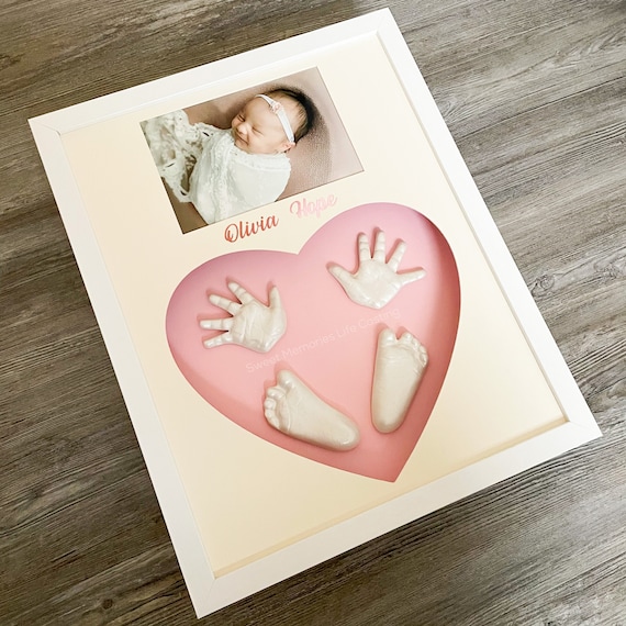 Personalised baby footprint kit with photo and frame