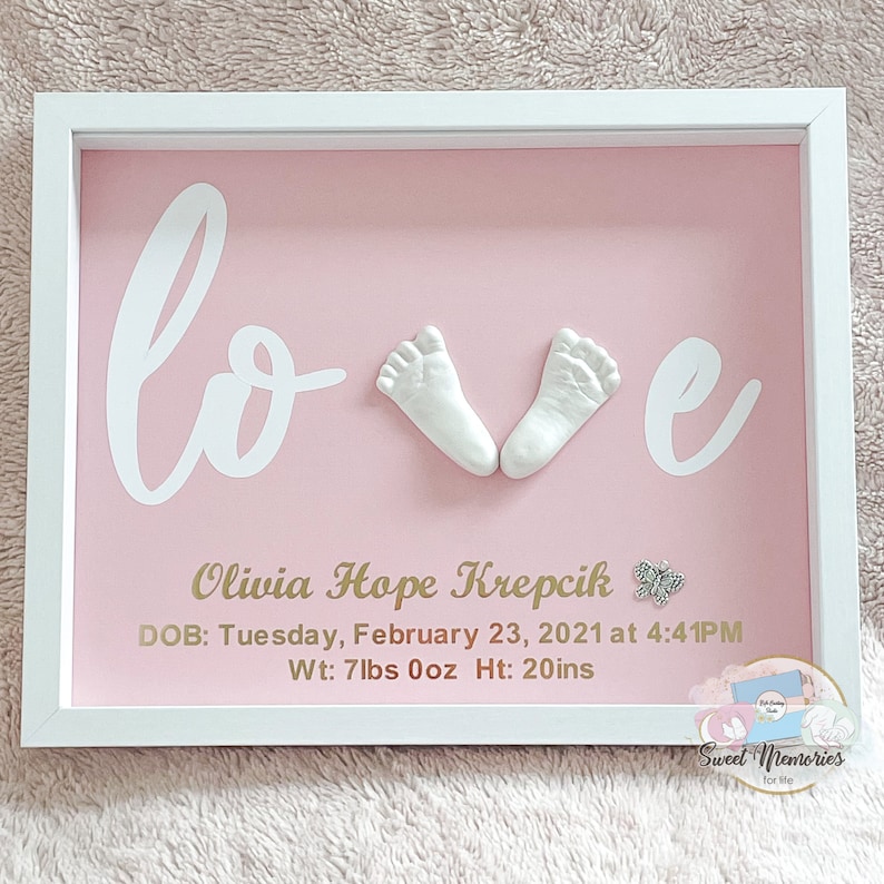 DIY Newborn Feet Casting Kit Birth Announcement Frame Baby Etsy