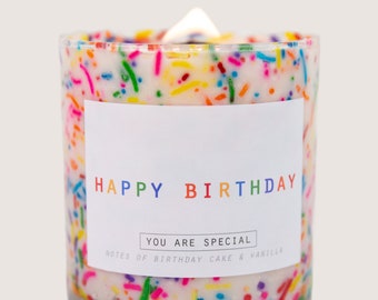 Birthday Cake Candle!! | Colorful Sprinkles | Stocking Stuffer | Vanilla Cake Scent | Hand Made and Hand Poured In Our Candle Barn