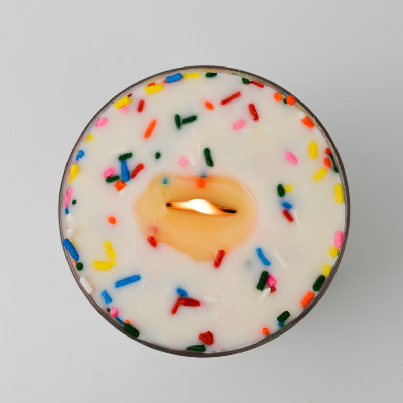 Happy Birthday Cake Soy Candle Wood Wick Sprinkle Candle Sprinkled Jar Vanilla Cake Scent Hand Poured Small Business image 3