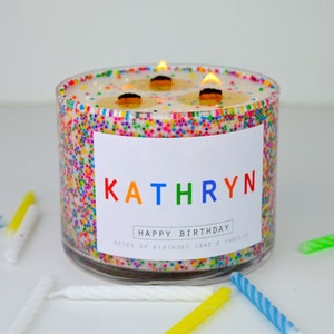 Customizable 3 Wick Happy Birthday || Nonpareil Sprinkled Birthday Candle || Sprinkles on a Candle! || Vanilla and Birthday Cake Soy Candle