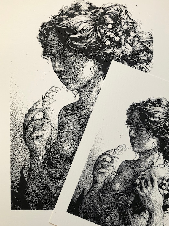 Lily-of-the-Valley | Deathly Flora series | Pen and Ink Illustration | A3 + A4 print