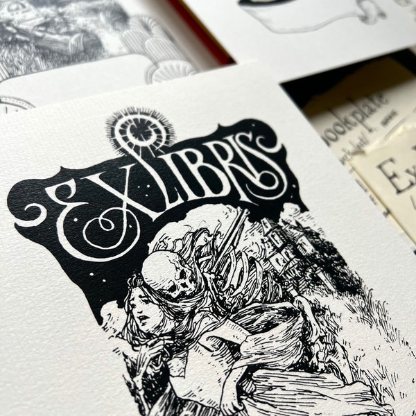 Ex Libris | Pen & Ink illustration | A5 Art Prints