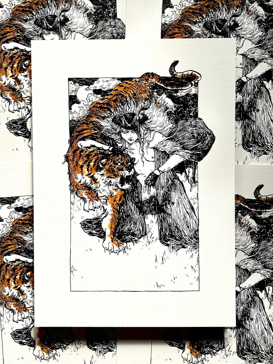 Tiger Pen Ink Eye of the Tiger | Pen and Ink Illustration | A4 Print - Etsy