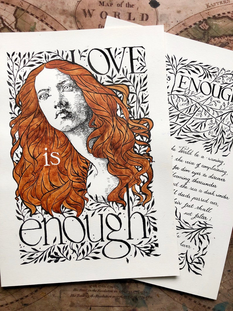 Love is Enough William Morris Pen and ink Illustration & Etsy