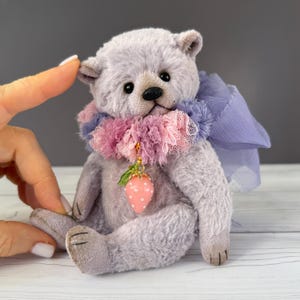Urso de pelúcia artesanal de artista OOAK Mohair Bear - Urso de pelúcia colecionável estilo vintage para presente ou coleção