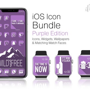 Purple Shadow iOS Icon Pack | iPhone App Icons, Widgets, Wallpapers | Complete Aesthetic | iOS 14 | Instant Download