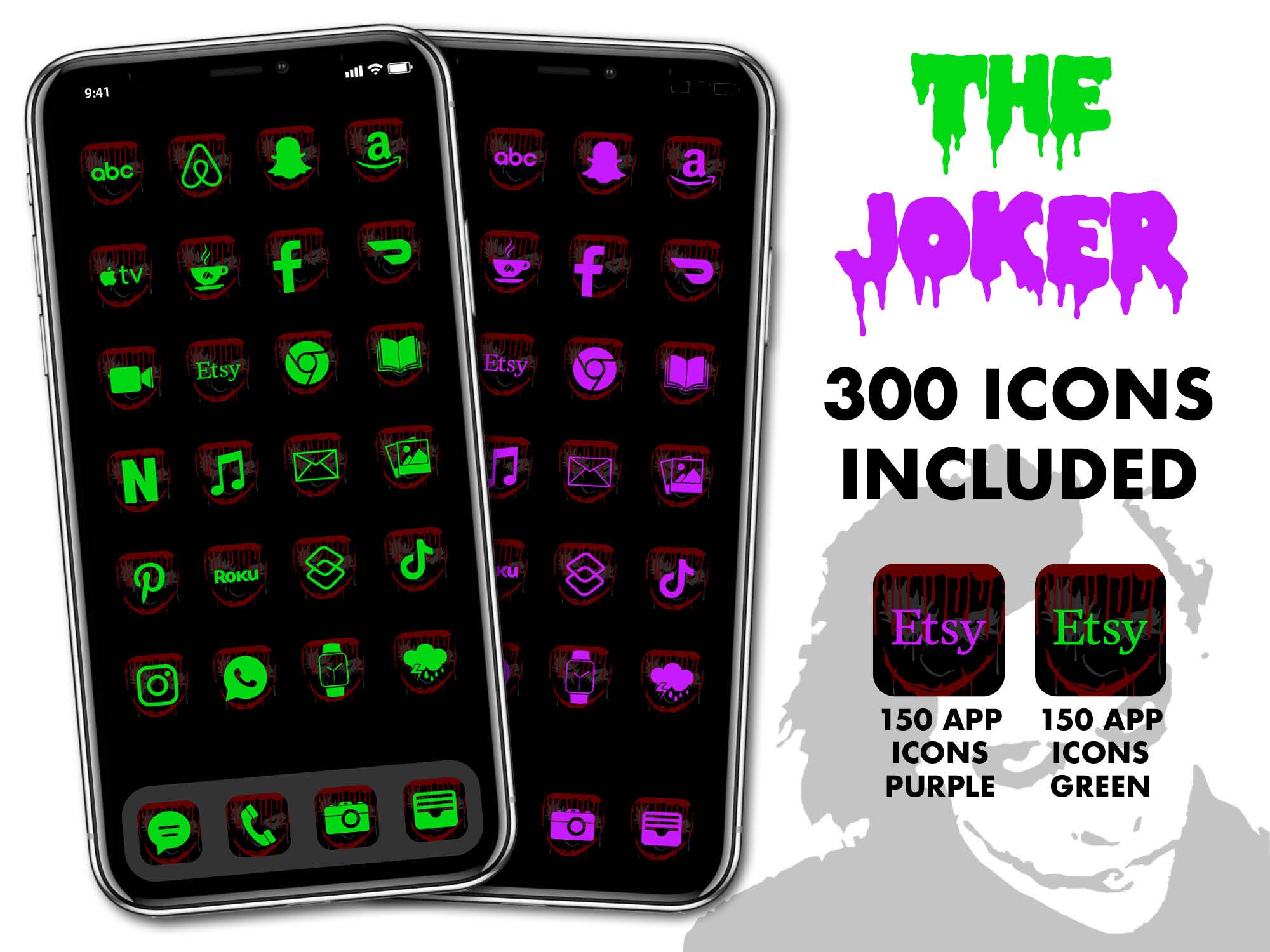 Joker Ios 14 Icons 300 Joker Iphone Icons 150 Purple Icons Etsy
