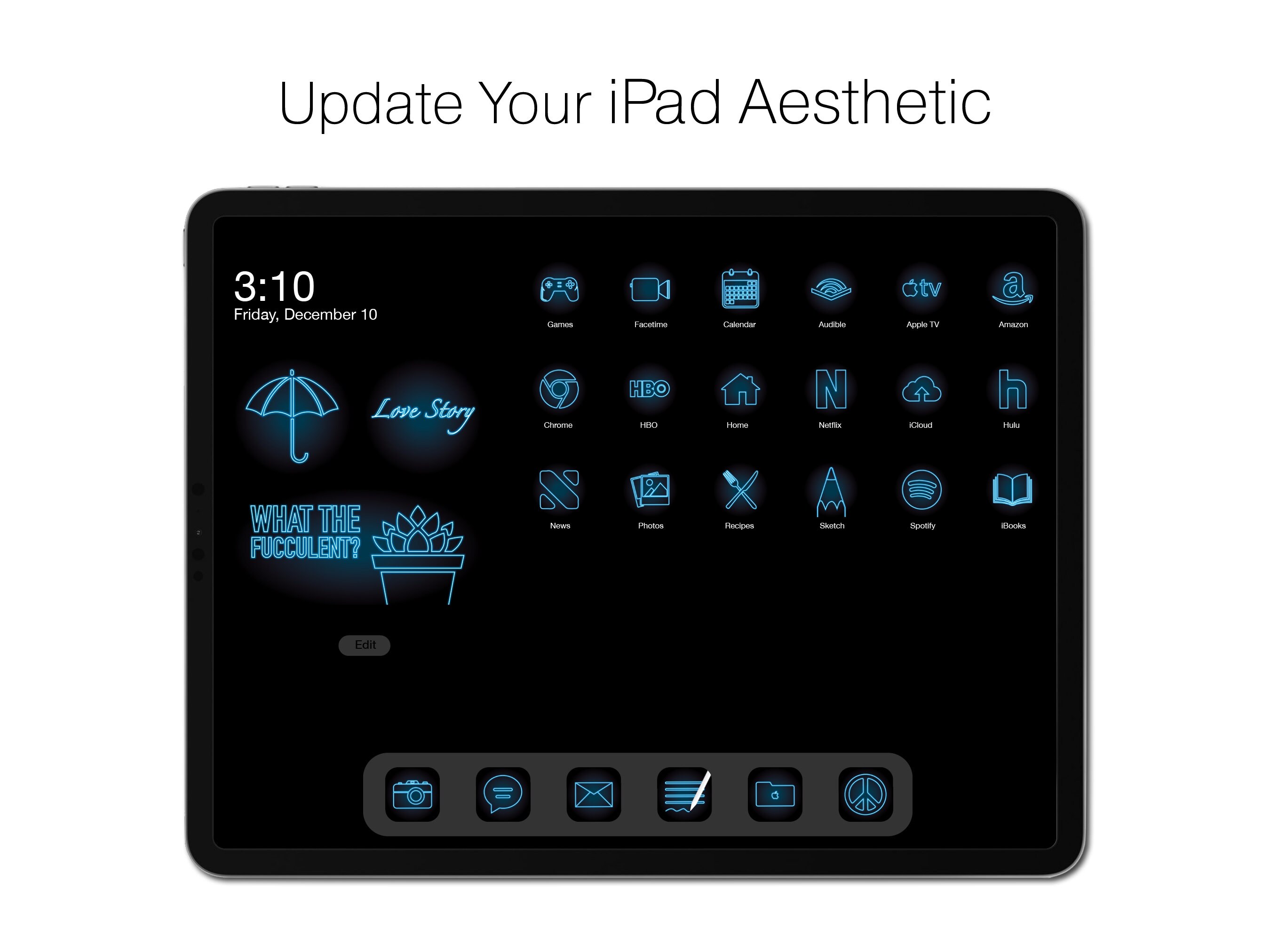 Neon Blue App Icons Ios 200 Neon Blue Icon Set Neon Blue Etsy UK