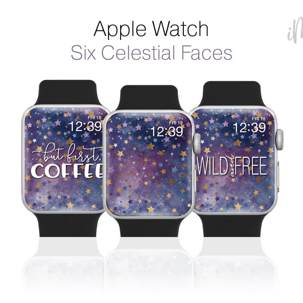 Apple Watch Watercolor Wallpaper Stars Design Watch Covers, iOS Watch Theme 6 Watercolor iWatch Faces Apple Watch Face Aesthetic Wallpapers