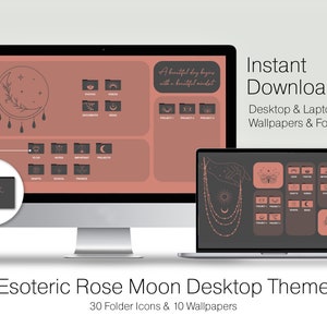 Desktop Organizer with Rose Moon Mac Folder Icons, MacBook Wallpaper and Windows Wallpaper Organizer Desktop Background Folder Icons Desktop
