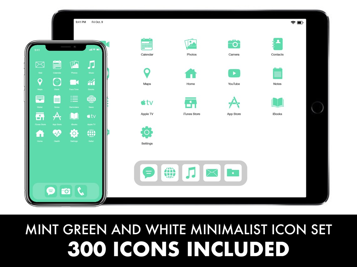 Mint iOS 14 Icons 300 Mint Green iPhone Icons Includes 2 Etsy