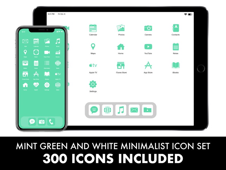 Ios 14 Icons Green Mint 300 Iphone Icons Includes 2 Sets Etsy